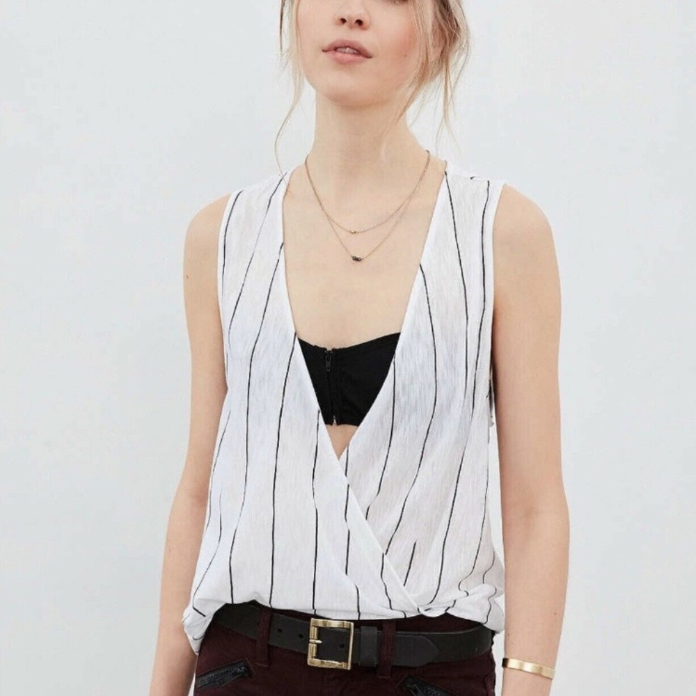 Silence + Noise Black and White Striped Tank